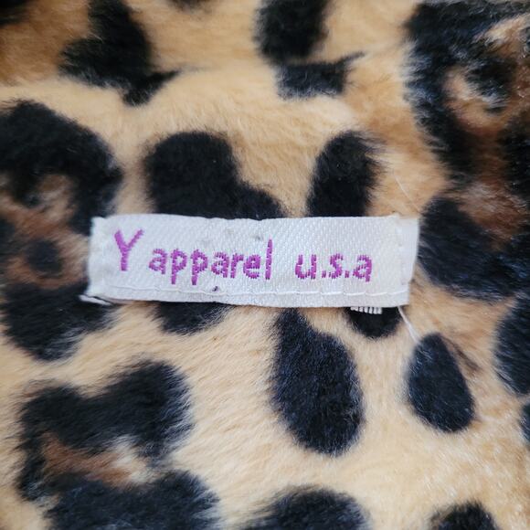 Vintage Leopard Print Faux Fur Coat Mid Length Double Breasted Y Apparel USA - Picture 7 of 14